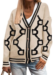 Foto 1 | Foto 1 | Jersey Tipo Cárdigan Prettygarden De Punto Grueso Para Mujer, Color Caqui Negro - Venta Internacional.