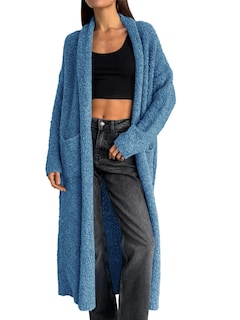 Foto 1 | Foto 1 | Jersey Tipo Cárdigan Saodimallsu Con Parte Delantera Abierta Y Largo Para Mujer, Color Azul Marino - Venta Internacional.