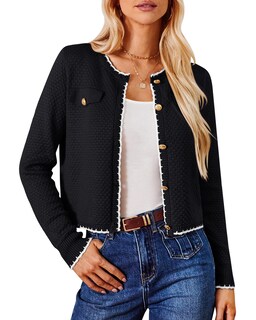 Foto 1 | Foto 1 | Chaqueta De Punto Grace Karin De Manga Larga Para Mujer En Contraste, Color Negro - Venta Internacional.