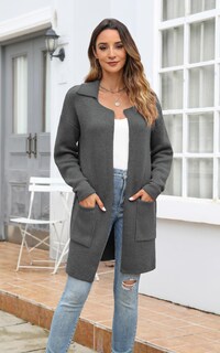 Foto 2 | Foto 2 | Jersey De Punto Para Mujer, Modelo Ecowish, Con Parte Delantera Abierta, Otoño-invierno - Venta Internacional.