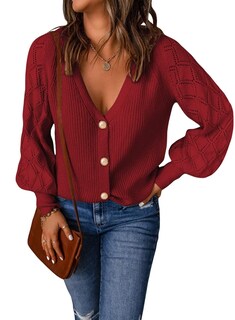 Foto 1 | Foto 1 | Jersey Tipo Cárdigan Para Mujer, Elegante, De Punto, Cuello En V, Color Rojo Xxl - Venta Internacional.