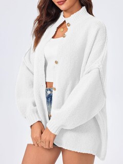 Foto 4 | Foto 4 | Jersey Tipo Cárdigan Saodimallsu, De Punto Grueso, De Gran Tamaño, Blanco, Para Mujer - Venta Internacional.