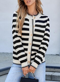 Foto 4 | Foto 4 | Jersey Tipo Cárdigan Con Tacto Lateral A Rayas En La Parte Delantera, Negro, Para Mujer - Venta Internacional.