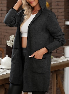 Foto 4 | Foto 4 | Cárdigan Sidefeel 2024 Para Mujer, Manga Larga, Con Capucha, Color Gris - Venta Internacional.