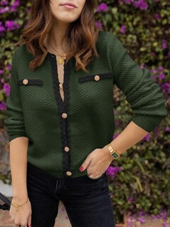 Foto 4 | Foto 4 | Jersey Tipo Cárdigan Saodimallsu De Punto Trenzado Con Botones Para Mujer - Venta Internacional.