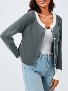 Foto 3 | Foto 3 | Jersey Tipo Cárdigan Saodimallsu Para Mujer, Recortado, Color Gris Bloque - Venta Internacional.