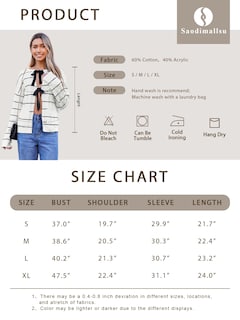 Foto 4 | Foto 4 | Jersey Tipo Cárdigan Saodimallsu A Rayas Con Lazo En La Parte Delantera Para Mujer, Color Beige - Venta Internacional.