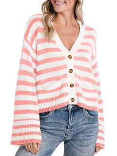 Foto 1 | Foto 1 | Jersey Tipo Cárdigan Saodimallsu A Rayas Para Mujer Rosa - Venta Internacional.