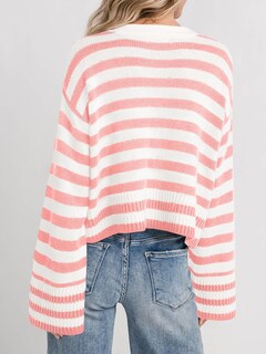 Foto 5 | Foto 5 | Jersey Tipo Cárdigan Saodimallsu A Rayas Para Mujer Rosa - Venta Internacional.