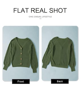 Foto 5 | Foto 5 | Cárdigan Astylish De Punto Casual Para Mujer, Grueso, Verde Oscuro - Venta Internacional.