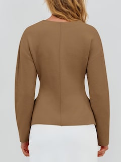 Foto 6 | Foto 6 | Jersey Tipo Cárdigan Saodimallsu Con Cuello En V, Punto Peplum, Marrón, Para Mujer - Venta Internacional.