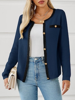 Foto 2 | Foto 2 | Jersey Tipo Cárdigan Saodimallsu Para Mujer, Tejido Trenzado, Otoño, Azul Marino - Venta Internacional.
