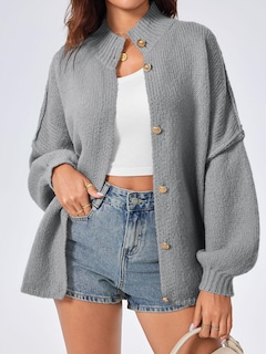 Foto 2 | Foto 2 | Jersey Tipo Cárdigan Saodimallsu De Punto Grueso De Gran Tamaño Gris Para Mujer - Venta Internacional.