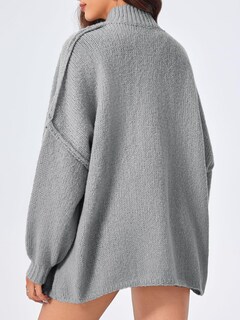Foto 5 | Foto 5 | Jersey Tipo Cárdigan Saodimallsu De Punto Grueso De Gran Tamaño Gris Para Mujer - Venta Internacional.