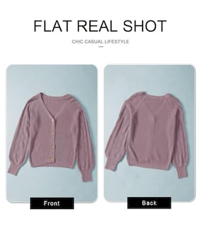 Foto 5 | Foto 5 | Suéter Tipo Cárdigan Elegante Para Mujer, Punto Morado Con La Parte Delantera Abierta - Venta Internacional.