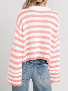 Foto 5 | Foto 5 | Jersey Tipo Cárdigan Saodimallsu A Rayas Para Mujer Rosa - Venta Internacional.