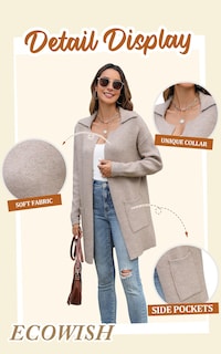 Foto 5 | Foto 5 | Jersey De Punto Ecowish Para Mujer, Otoño-invierno, Color Camel, Talla M - Venta Internacional.