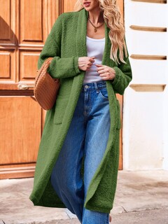 Foto 2 | Foto 2 | Jersey Tipo Cárdigan Saodimallsu Para Mujer, Grueso Y Borroso, Con Solapa, Verde - Venta Internacional.