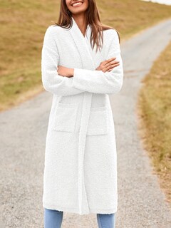 Foto 4 | Foto 4 | Jersey Tipo Cárdigan Saodimallsu Para Mujer, Grueso Y Con Solapa Borrosa, Blanco - Venta Internacional.