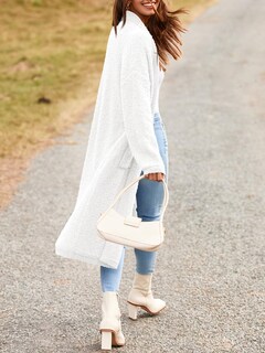 Foto 5 | Foto 5 | Jersey Tipo Cárdigan Saodimallsu Para Mujer, Grueso Y Con Solapa Borrosa, Blanco - Venta Internacional.