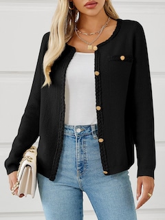 Foto 2 | Foto 2 | Jersey Tipo Cárdigan Saodimallsu Para Mujer, Tejido Trenzado, Color Negro Otoñal - Venta Internacional.