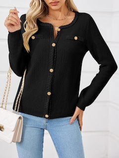 Foto 3 | Foto 3 | Jersey Tipo Cárdigan Saodimallsu Para Mujer, Tejido Trenzado, Color Negro Otoñal - Venta Internacional.