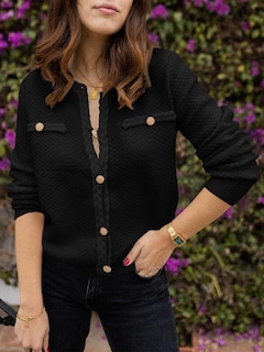 Foto 4 | Foto 4 | Jersey Tipo Cárdigan Saodimallsu Para Mujer, Tejido Trenzado, Color Negro Otoñal - Venta Internacional.