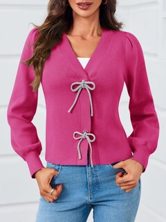 Foto 2 | Foto 2 | Suéter Tipo Cárdigan Saodimallsu Puff De Manga Larga Con Cuello En V Para Mujer - Venta Internacional.