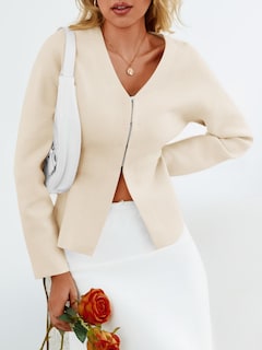Foto 5 | Foto 5 | Jersey Tipo Cárdigan Saodimallsu Con Cuello En V, Punto Peplum, Parte Delantera Abierta - Venta Internacional.
