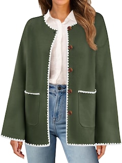 Foto 1 | Foto 1 | Jersey Tipo Cárdigan Merokeety Para Mujer, Talla Extragrande, Color Verde Militar, Xl - Venta Internacional.