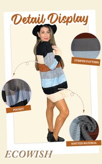 Foto 2 | Foto 2 | Suéteres Tipo Cárdigan Ecowish, Ligeros, Con Bloques De Color, Para Mujer - Venta Internacional.