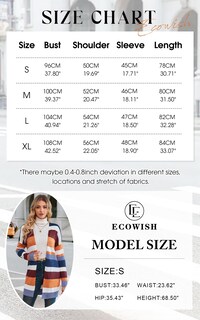 Foto 3 | Foto 3 | Suéteres Tipo Cárdigan Ecowish, Ligeros, Con Bloques De Color, Para Mujer - Venta Internacional.