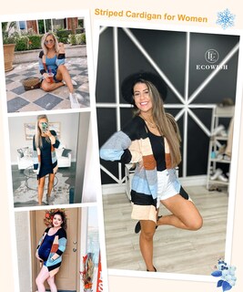 Foto 5 | Foto 5 | Suéteres Tipo Cárdigan Ecowish, Ligeros, Con Bloques De Color, Para Mujer - Venta Internacional.