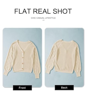 Foto 5 | Foto 5 | Suéter Tipo Cárdigan Elegante Punto Con Cuello En V Para Mujer, Color Albaricoque - Venta Internacional.