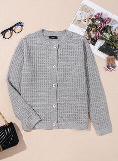 Foto 5 | Foto 5 | Jersey Tipo Cárdigan Dokotoo De Punto Abierto Con Botones En La Parte Delantera Gris Para Mujer - Venta Internacional.
