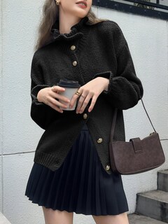 Foto 4 | Foto 4 | Cárdigan Saodimallsu Ruffle Para Mujer En Poliéster Negro - Venta Internacional.
