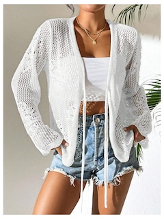 Foto 6 | Foto 6 | Jersey Tipo Cárdigan Con Estampado De Flores Y Lazo En La Parte Delantera, Color Blanco, Para Mujer - Venta Internacional.