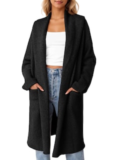 Foto 1 | Foto 1 | Cárdigan Saodimallsu Para Mujer, Extragrande, Con Capucha, Largo, Negro - Venta Internacional.