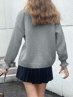 Foto 5 | Foto 5 | Chaqueta De Punto Con Volantes Saodimallsu, Poliéster, Sobredimensionada, Gris - Venta Internacional.