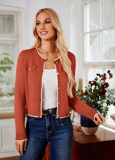 Foto 5 | Foto 5 | Cárdigan Grace Karin Para Mujer, Parte Delantera Abierta, Color Caramelo - Venta Internacional.