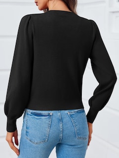 Foto 5 | Foto 5 | Jersey Tipo Cárdigan Saodimallsu Puff, Manga Larga, Cuello En V, Negro - Venta Internacional.