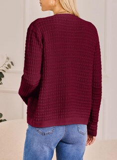 Foto 5 | Foto 5 | Jersey Tipo Cárdigan Dokotoo Para Mujer, Punto Con La Parte Delantera Abierta, Color Rojo - Venta Internacional.