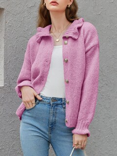 Foto 3 | Foto 3 | Chaqueta Saodimallsu Ruffle Para Mujer Poliéster Rosa - Venta Internacional.