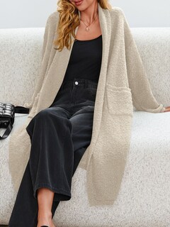 Foto 3 | Foto 3 | Jersey Tipo Cárdigan Saodimallsu Para Mujer, Con Solapa Gruesa Y Borrosa, Color Caqui - Venta Internacional.