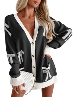 Foto 1 | Foto 1 | Jersey Tipo Cárdigan Saodimallsu De Gran Tamaño Con Estampado De Lazo Para Mujer - Venta Internacional.