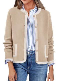 Foto 1 | Foto 1 | Jersey Tipo Cárdigan Prettygarden Para Mujer, Color Caqui Con Botones - Venta Internacional.