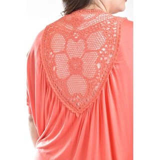 Foto 4 | Foto 4 | Cardigan Con Detalle De Encanje Roman Fashion /tallas Extras, 1434 (coral) Naranja Claro