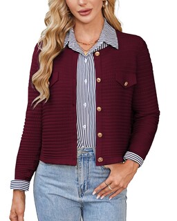 Foto 1 | Foto 1 | Jersey Tipo Cárdigan Grace Karin De Punto Ligero Rojo Vino Xxl - Venta Internacional.