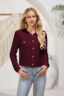 Foto 4 | Foto 4 | Jersey Tipo Cárdigan Grace Karin De Punto Ligero Rojo Vino Xxl - Venta Internacional.