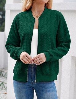 Foto 2 | Foto 2 | Sudadera Tipo Cárdigan Wrolem Para Mujer Con Cremallera Y Capucha, Color Verde - Venta Internacional.